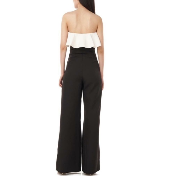NEW LOVE BY THEIA Black & White STRAPLESS Tie Waist RUFFLE Cocktail JUMPSUIT 12 - Picture 16 of 16